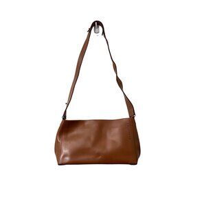 Didier Lamarthe Womens Cognac Brown Leather Shoulder Bag Purse